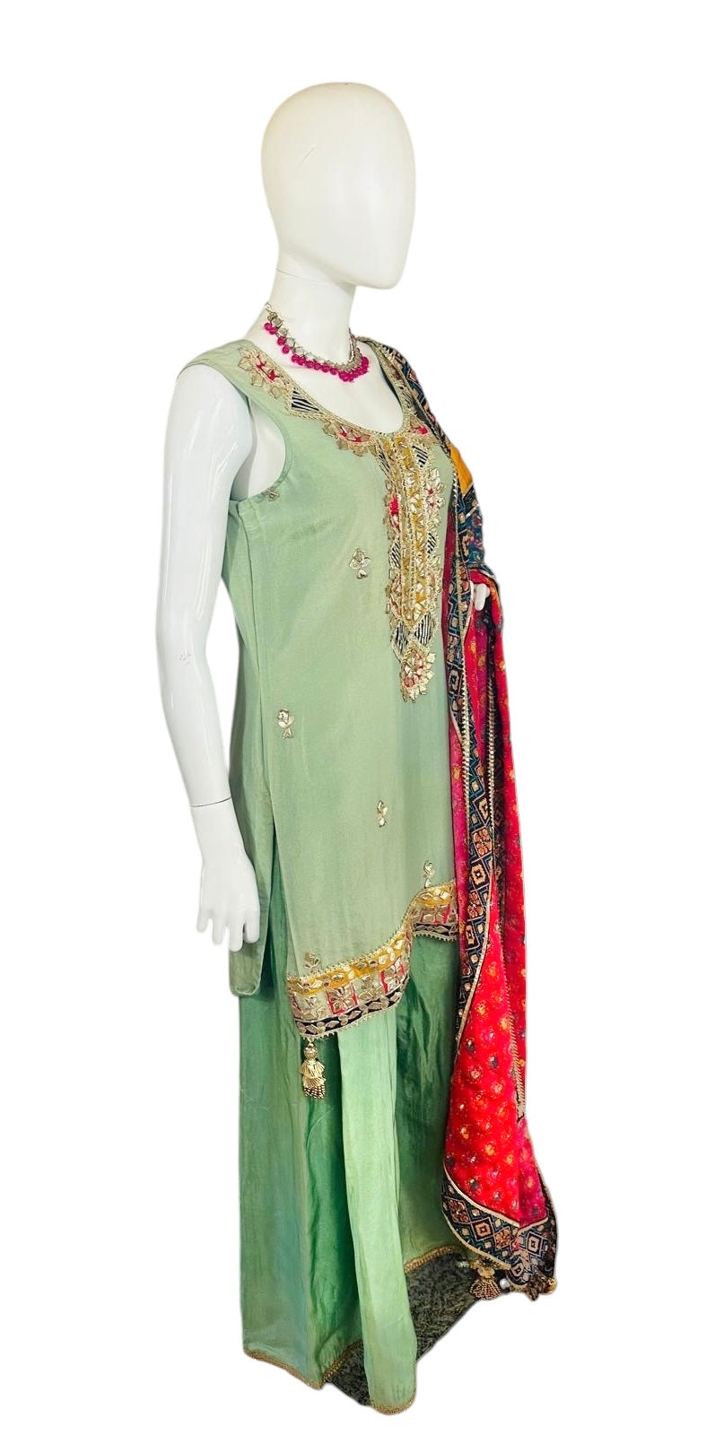 Sea-green Sharara suit