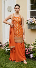 Orange benarasi Sharara suit