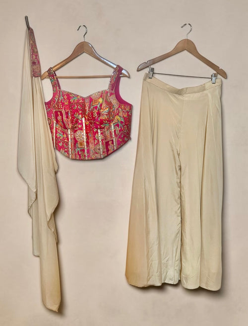 Fuchsia corset palazzo set
