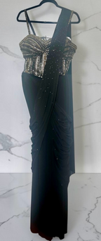 Black Lycra stitched saree