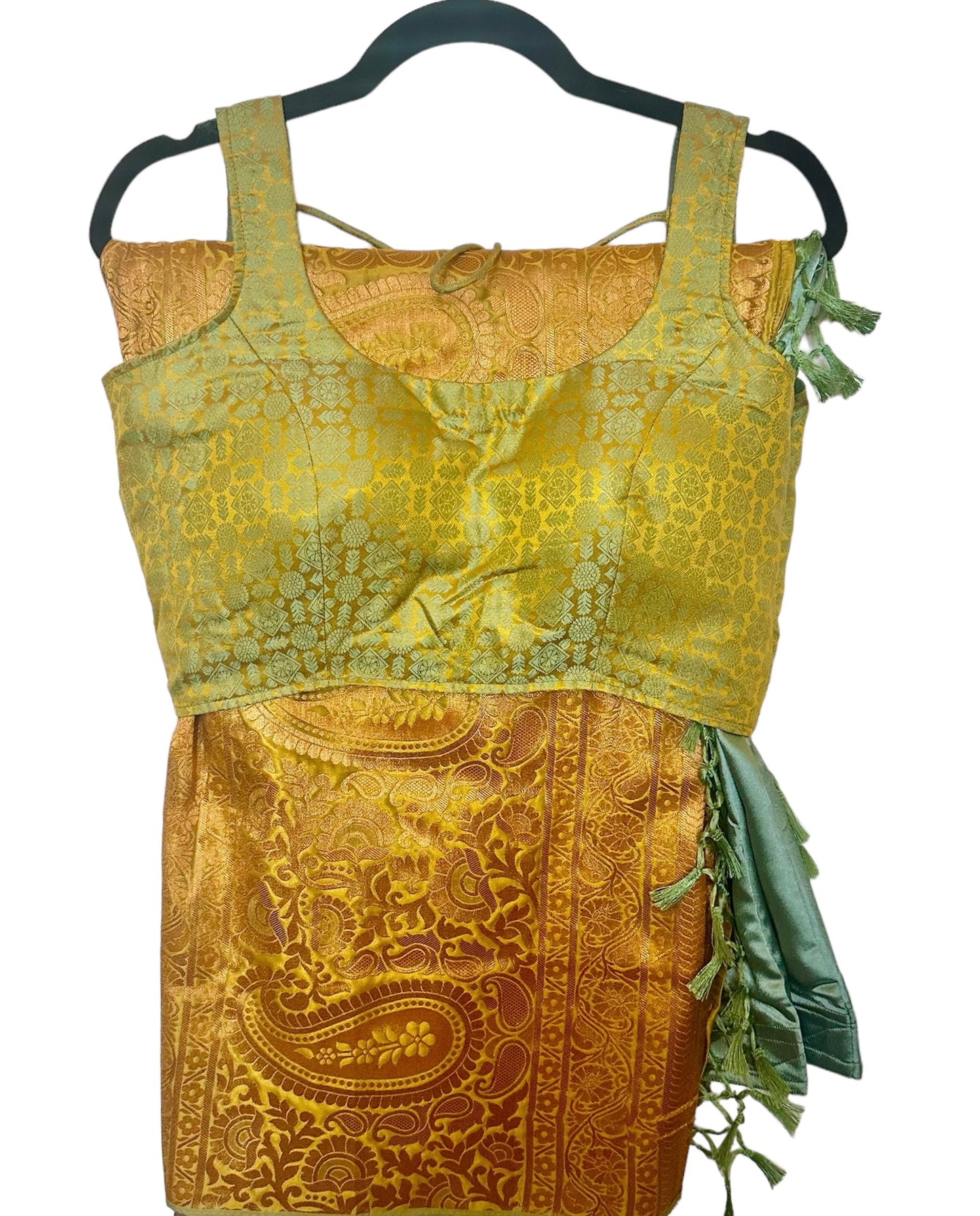 Green/yellow silk saree