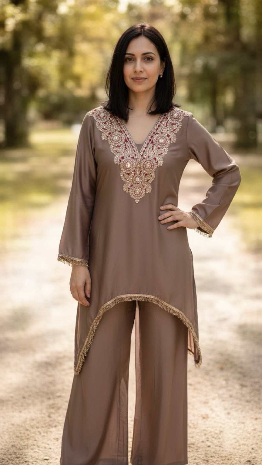 Taupe colored 2-piece set