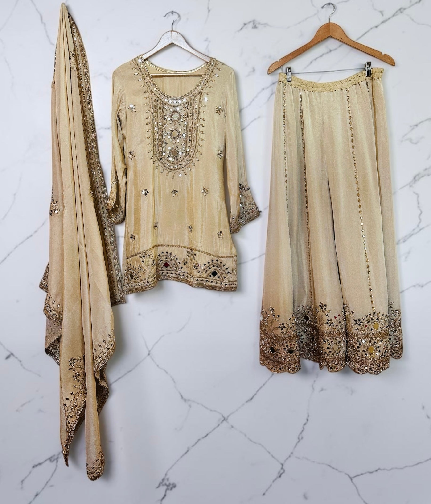 Ivory n gold Sharara suit