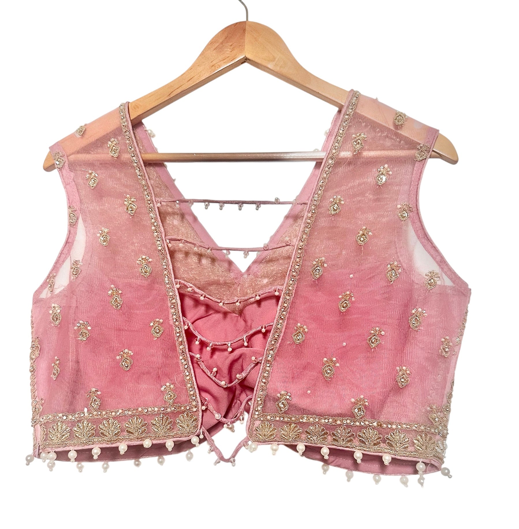 Pink shimmer tissue lehenga set