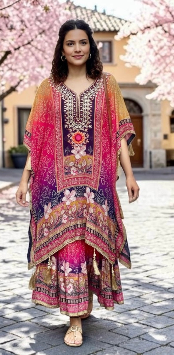 Printed kaftaan set