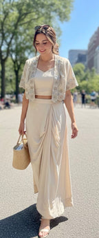 Ivory dhoti skirt set