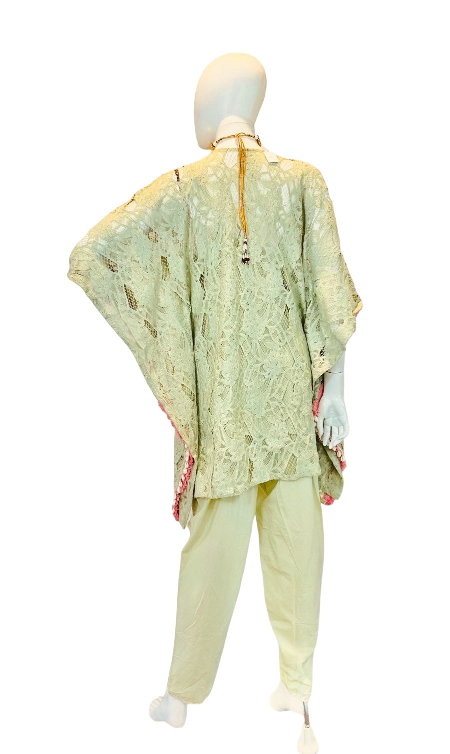 Sea-green lace kaftaan set