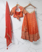 Orange benarasi silk lehenga set