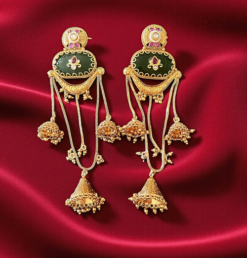 Emerald green jhumkaa earrings