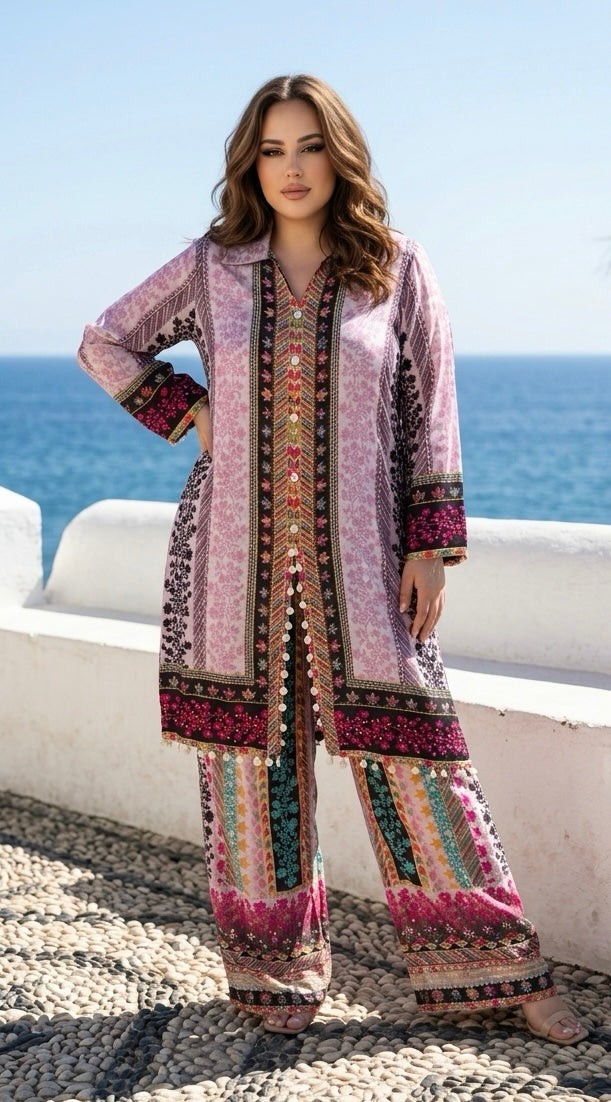 Pink printed co-ord set