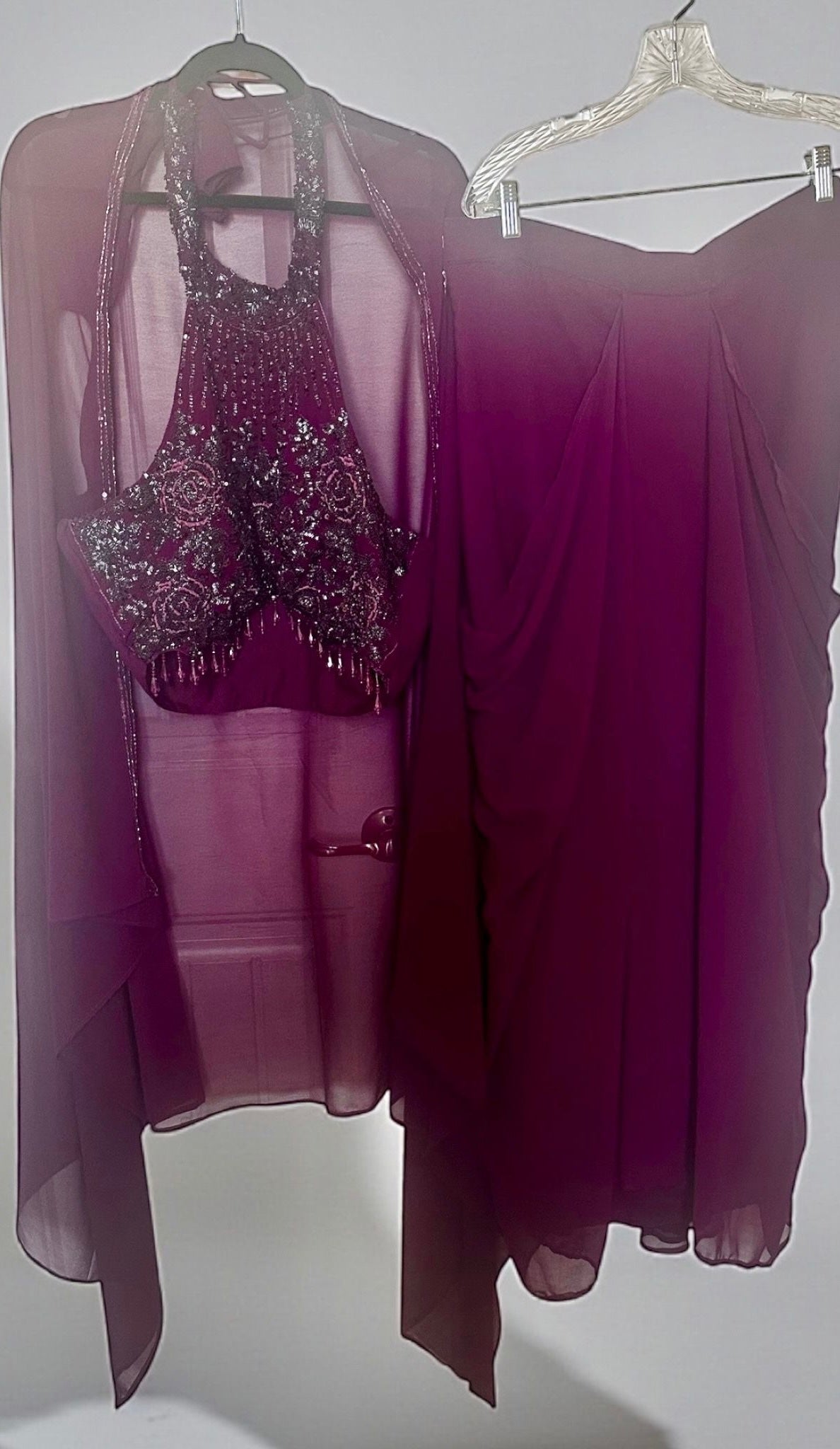 Maroon dhoti fusion set