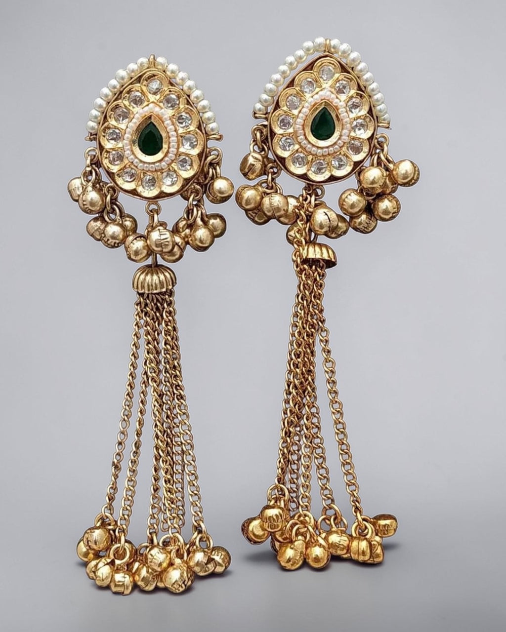 Emerald green ghungroo earrings