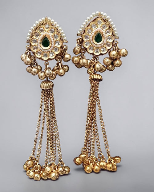 Emerald green ghungroo earrings