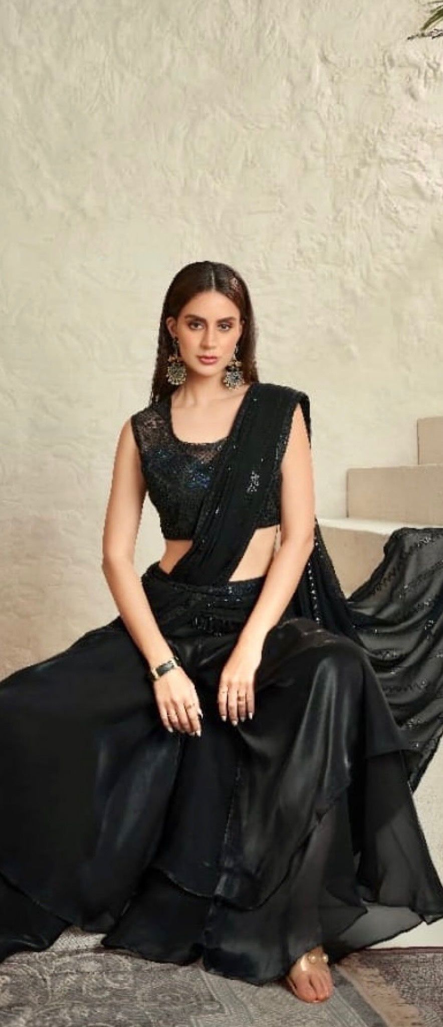 Black palazzo drape