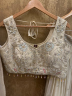 Ivory tissue lehenga