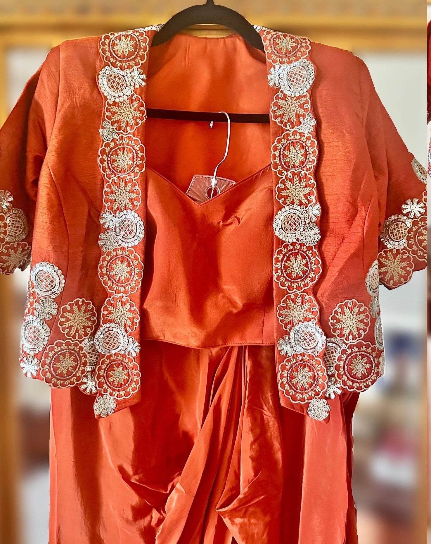Orange dhoti skirt set
