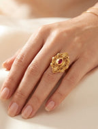 Ruby gold finish ring