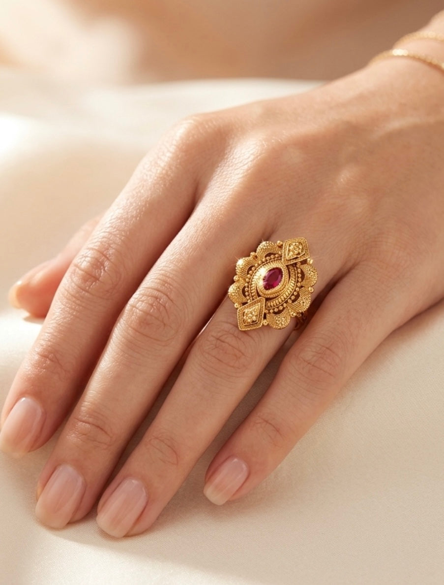 Ruby gold finish ring