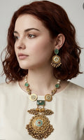 Blue stone gold finish set
