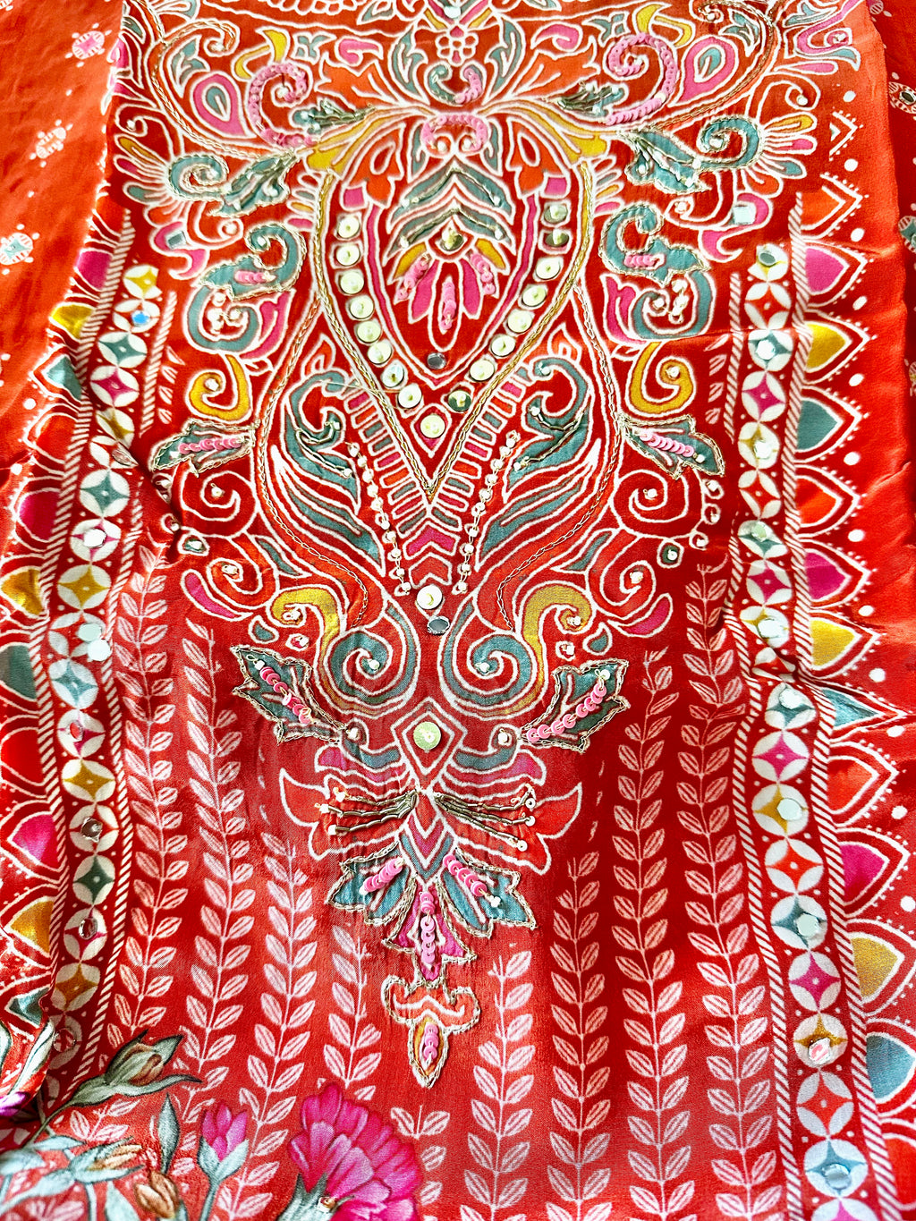 Orange printed suit