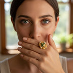 Emerald green kundan ring