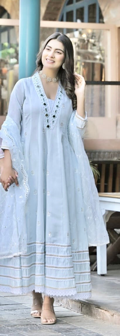Light blue anarkali suit