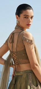Grey & gold fusion Sharara set