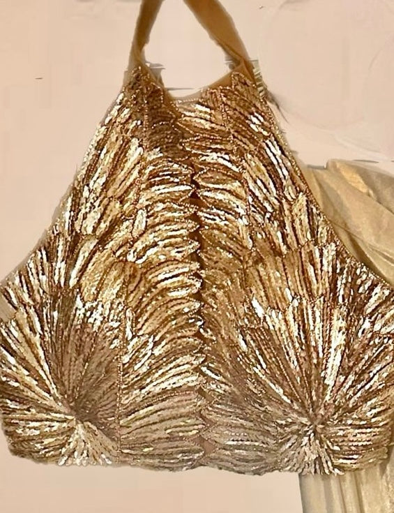 Shimmer gold lycra saree