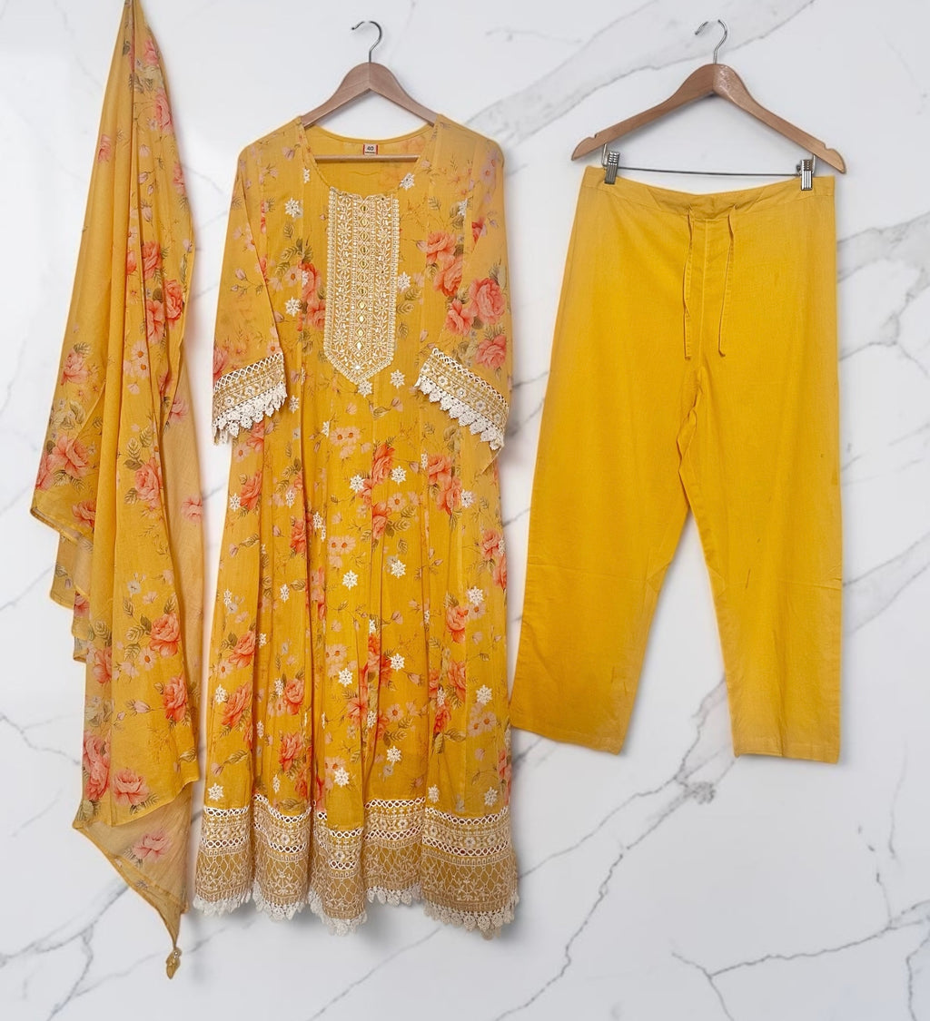 Yellow floral suit