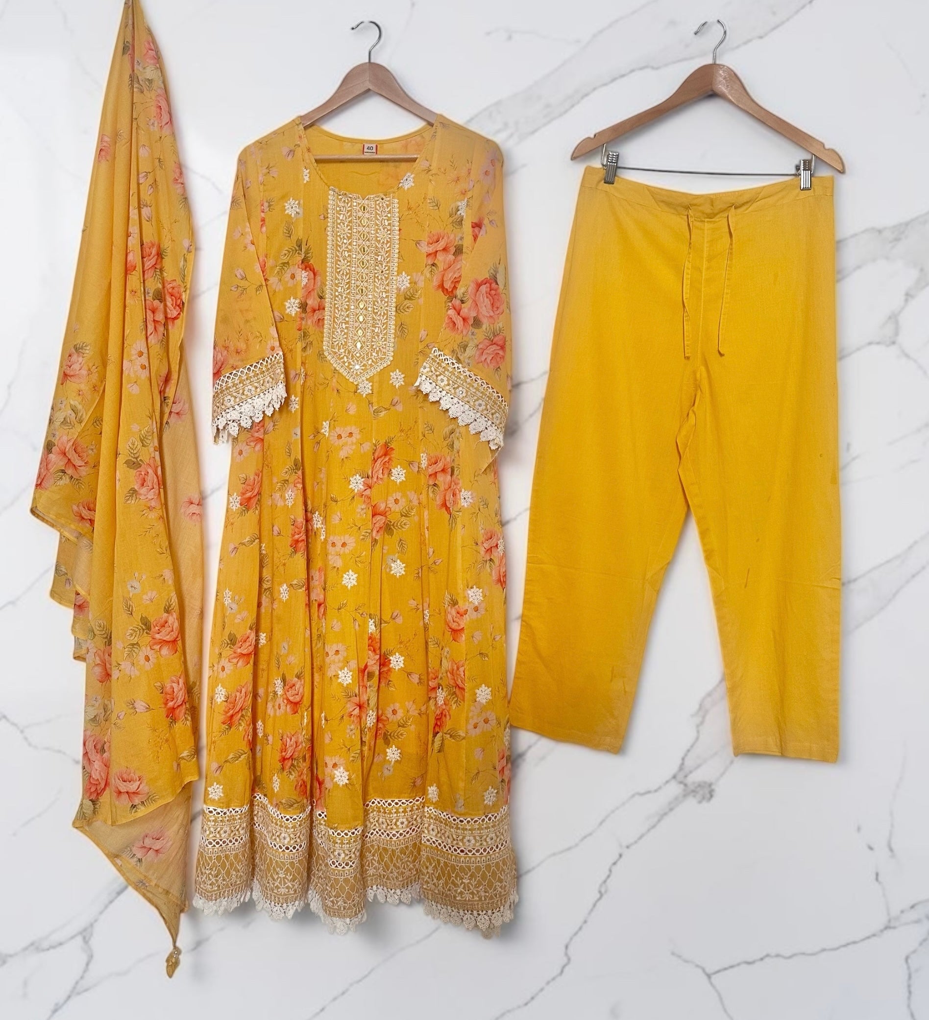 Yellow floral suit
