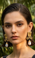 White stone drop ad earrings