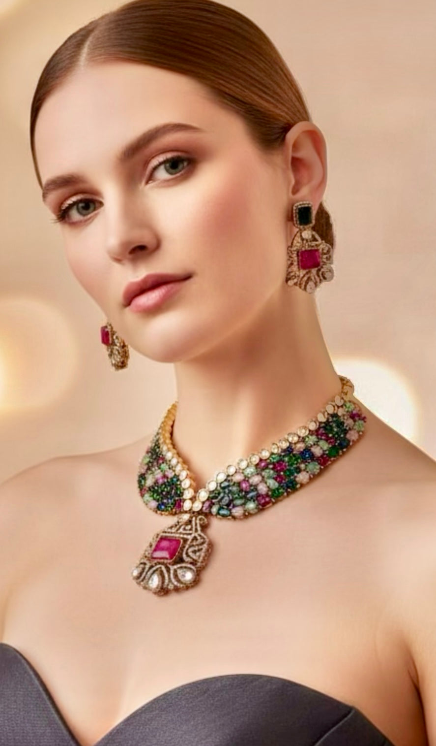 Multi-colored necklace set