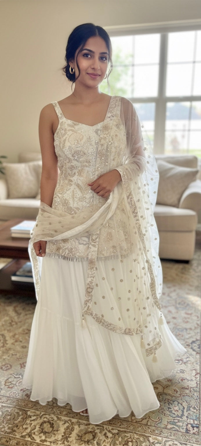 White sequins garara suit
