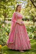 Hot pink georgette lehenga