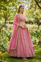 Hot pink georgette lehenga