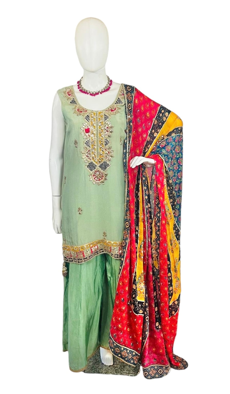 Sea-green Sharara suit