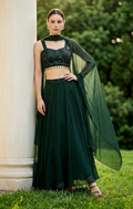 Bottle green lehenga set