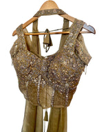 Grey & gold fusion Sharara set