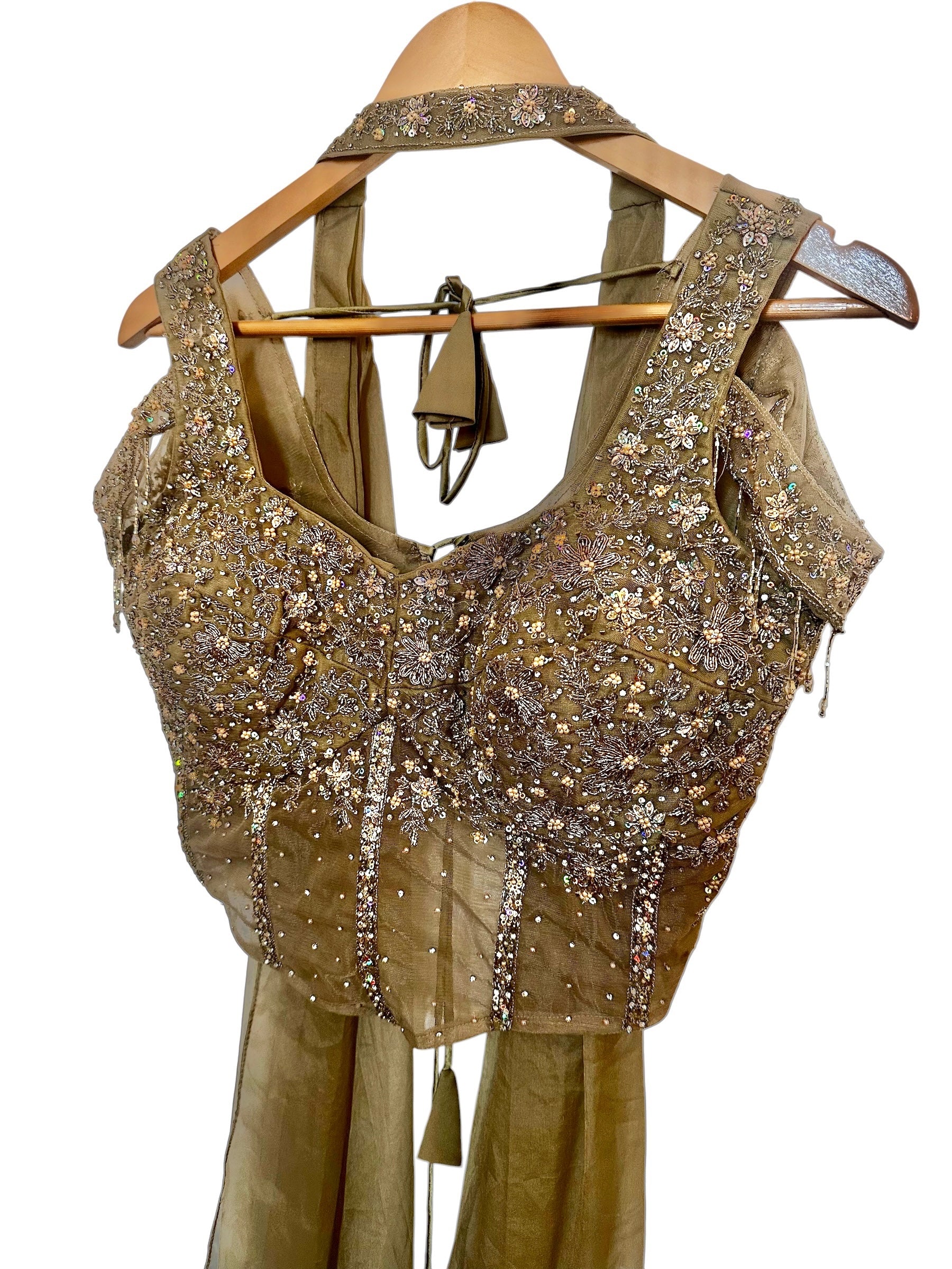 Grey & gold fusion Sharara set