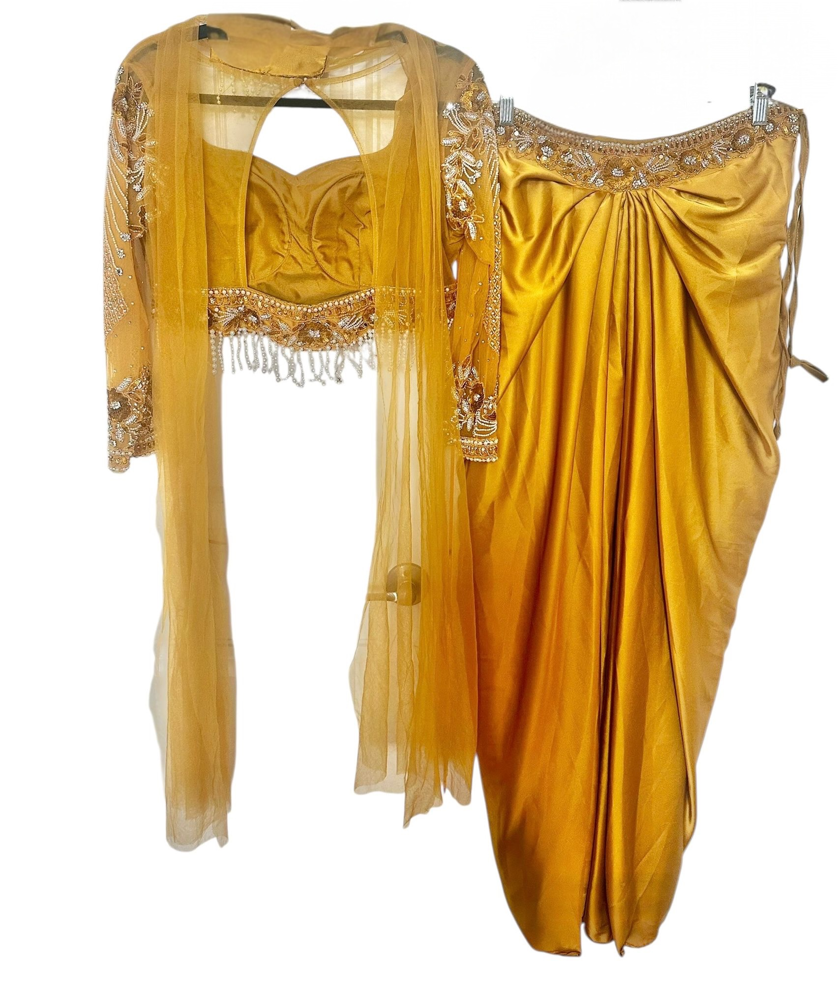 Yellow dhoti skirt set