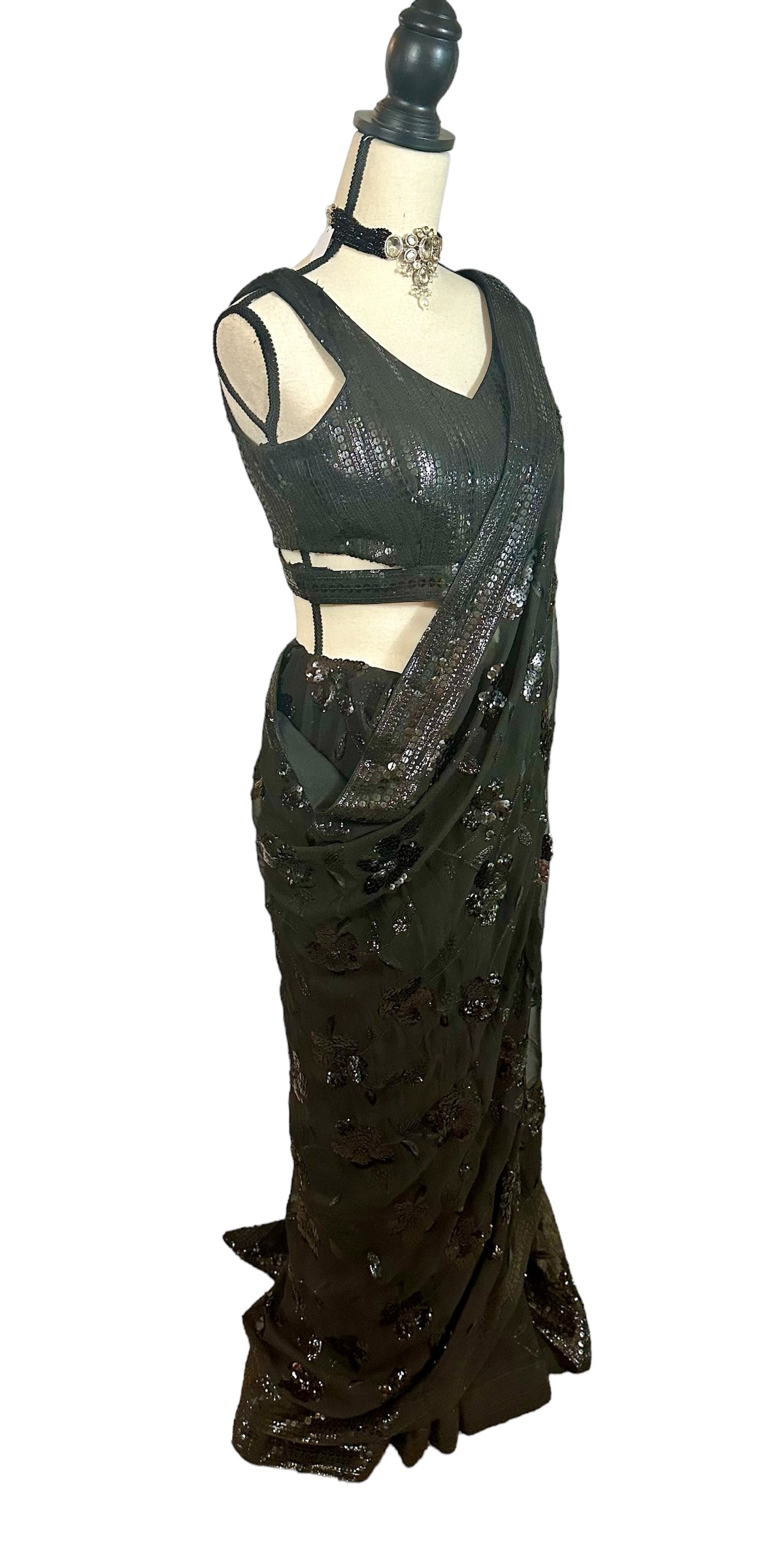 Black sequins saree