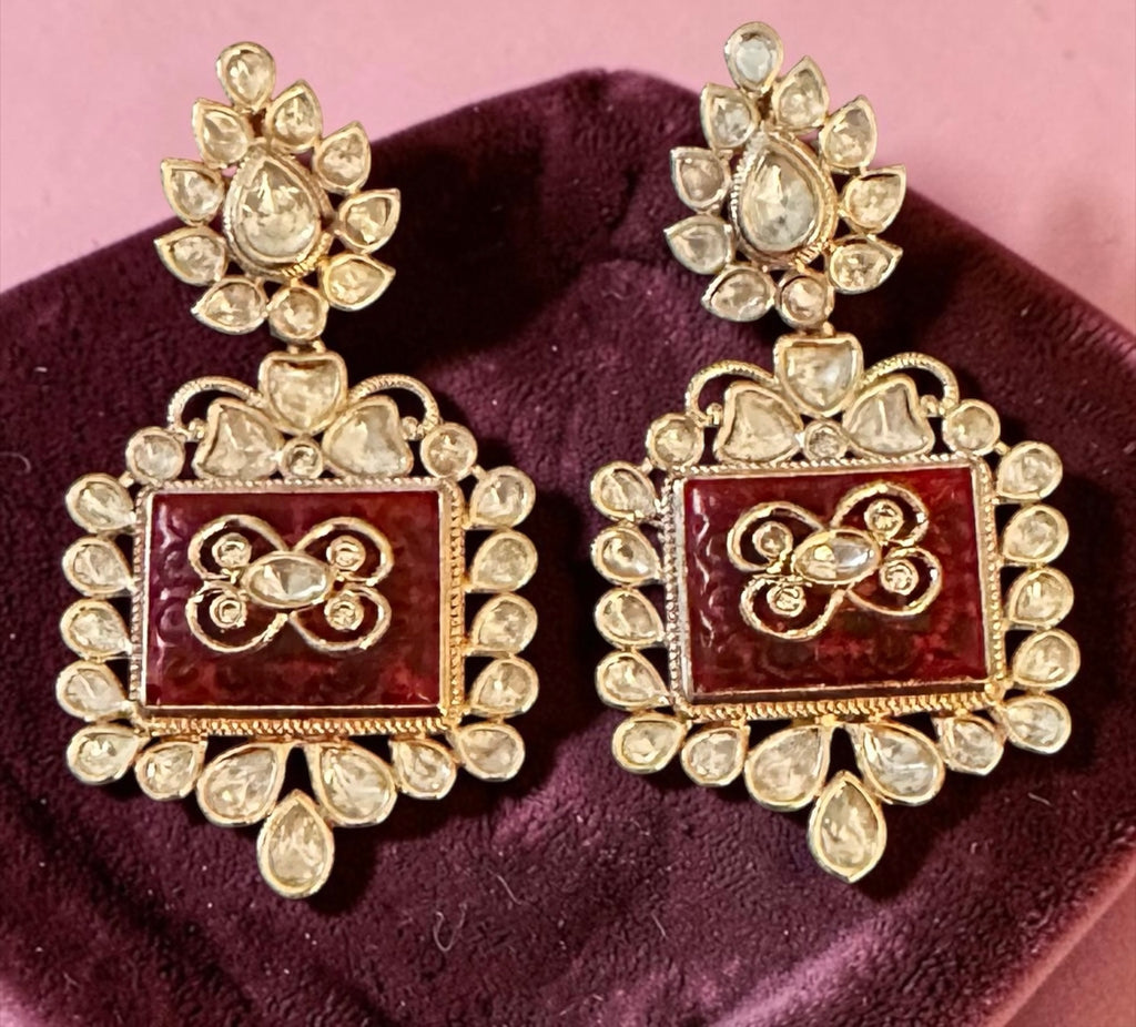 Ruby kundan earrings