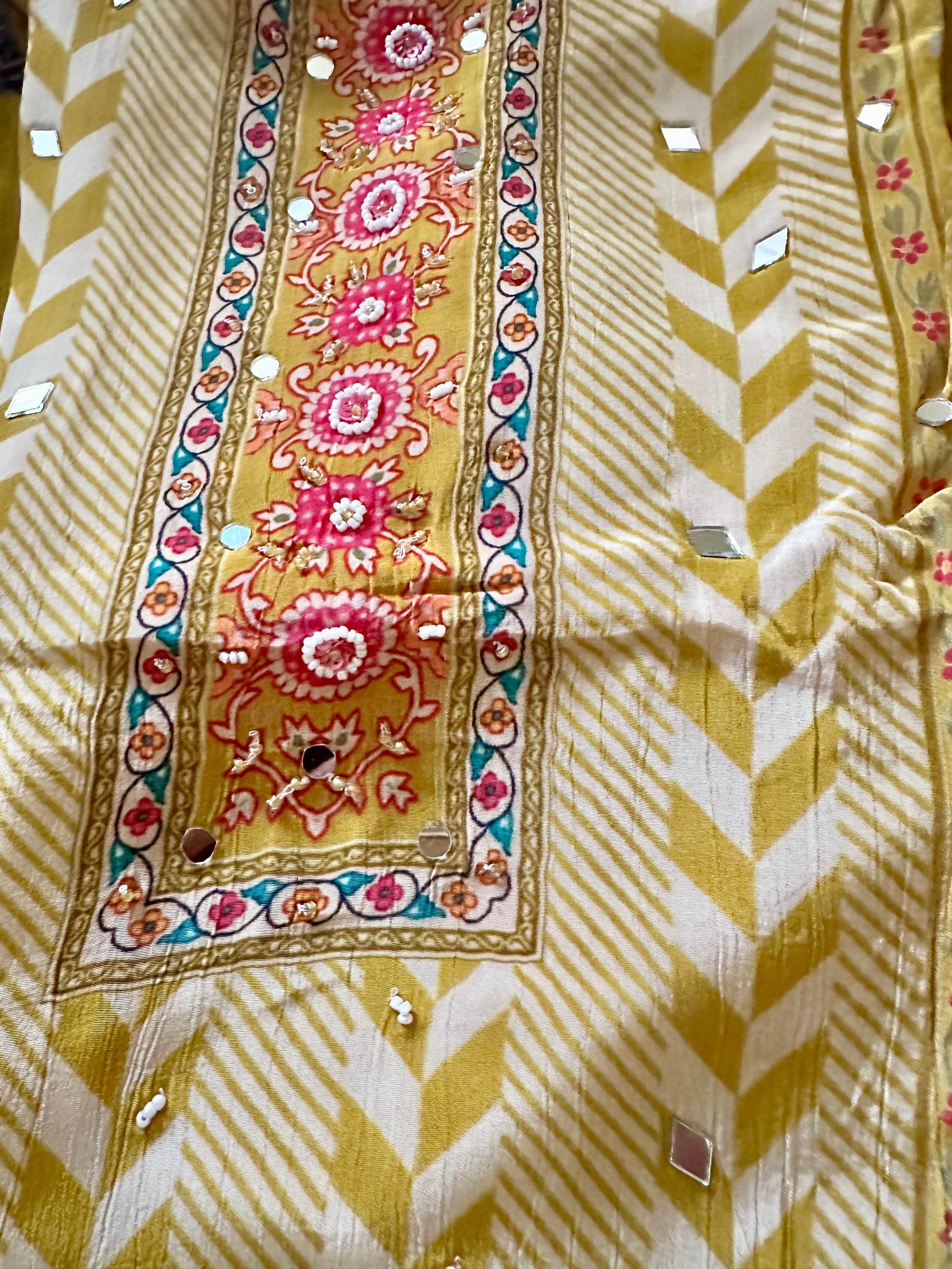 Yellow printed suit