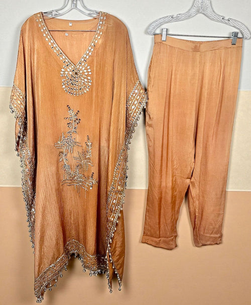 Beige tissue kaftaan set