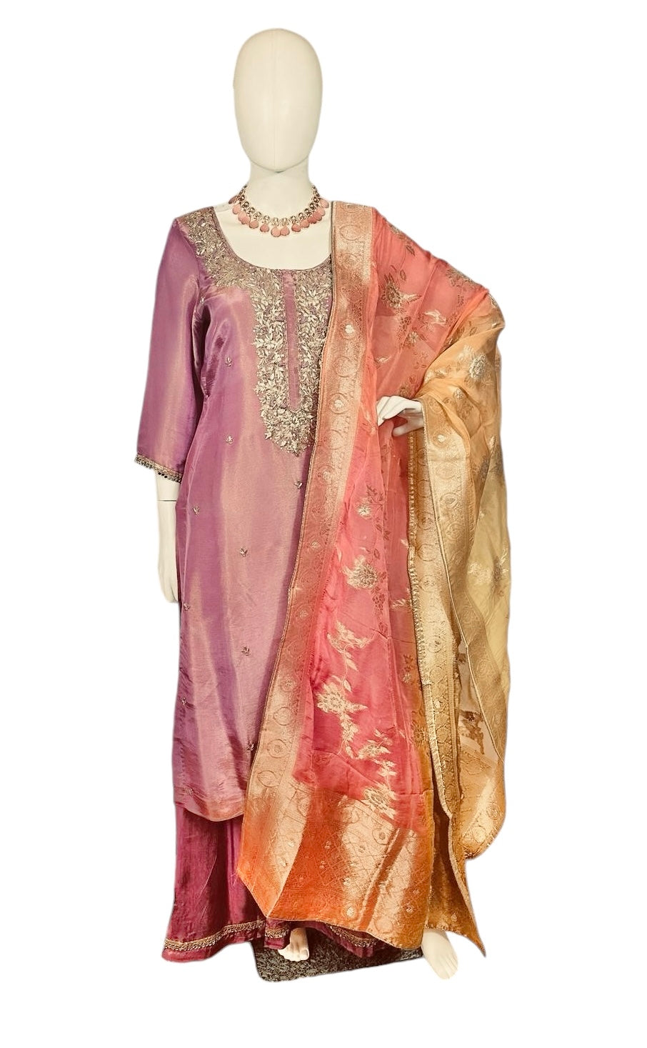 Mauve shimmer georgette suit