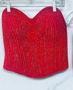 Red Lycra stitched saree