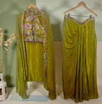 Lime green dhoti skirt set