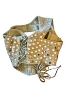 Silver mirror work corset blouse