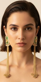 Emerald green ghungroo earrings