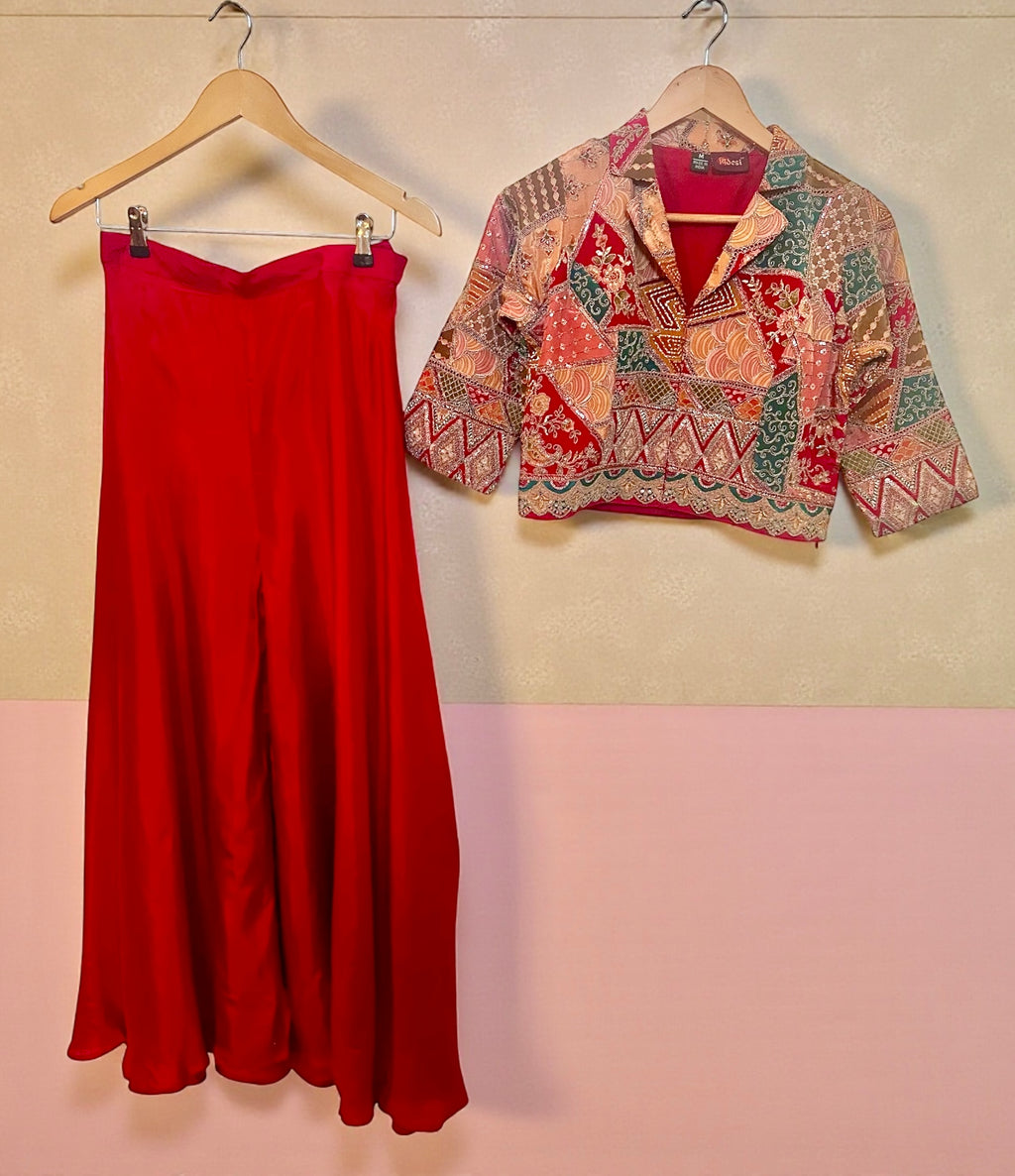 Red palazzo set